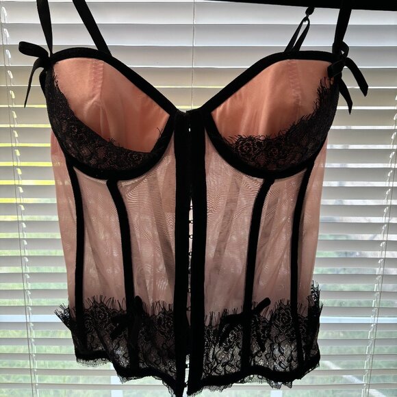 Victoria's Secret Sexy Little Thing Pink Mesh Corset Top - Picture 3 of 5